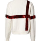 White Sequined Crew Neck Pullover Sweater