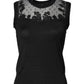 Black Lace Sheer Crew Neck Sleeveless Top