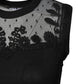 Black Lace Sheer Crew Neck Sleeveless Top