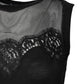 Black Lace Sheer Crew Neck Sleeveless Top