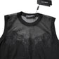 Black Lace Sheer Crew Neck Sleeveless Top