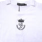 White Logo Crown Cotton Crew Neck T-shirt