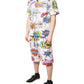 White Cartoon Print Cotton Men Pajama Set Sleepwear