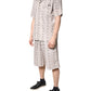 Beige Floral Print Cotton Men Pajama Set Sleepwear