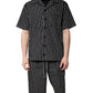 Black White Stripes Cotton Men Pajama Set Sleepwear