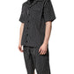 Black White Stripes Cotton Men Pajama Set Sleepwear