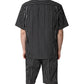Black White Stripes Cotton Men Pajama Set Sleepwear