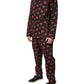 Black Floral Print Cotton Men Pajama Set Sleepwear