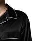 Black Silk Shirt Pants Pajama Set Sleepwear