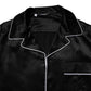 Black Silk Shirt Pants Pajama Set Sleepwear