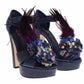 Elegant Blue Crocodile Crystal Platform Sandals