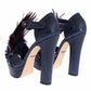 Elegant Blue Crocodile Crystal Platform Sandals