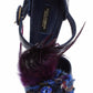 Elegant Blue Crocodile Crystal Platform Sandals