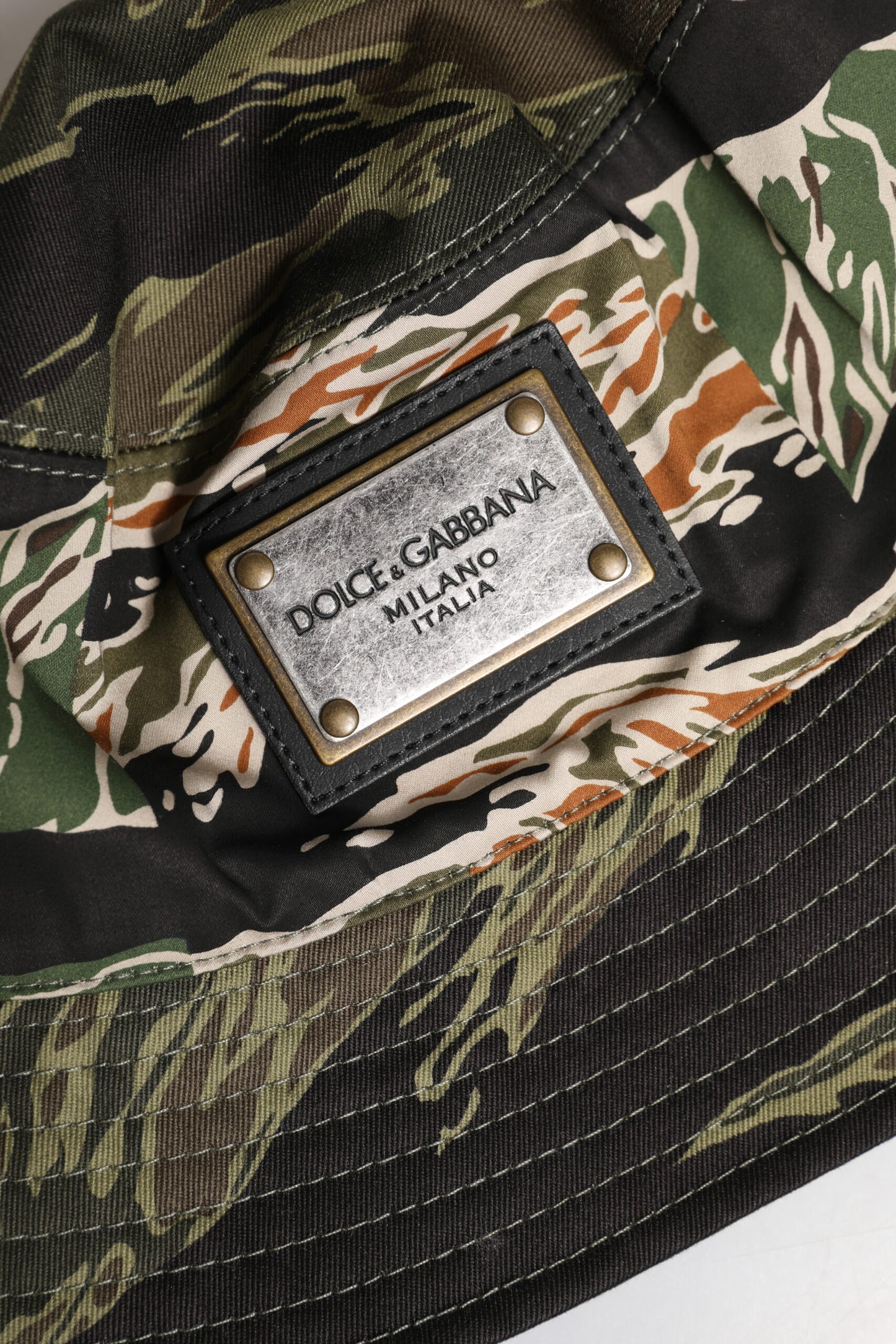 Multicolor DG Plaque Wide Brim Bucket Hat