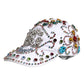 White Multicolor Crystal Embellish Baseball Cap