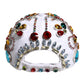 White Multicolor Crystal Embellish Baseball Cap
