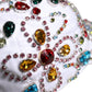 White Multicolor Crystal Embellish Baseball Cap