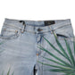 Light Blue Leaf Cotton Classic Men Denim Jeans