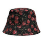 Black Cotton Printed Wide Brim Bucket Hat