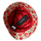 Beige Cotton Printed Wide Brim Bucket Hat