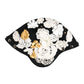 Black Wool White Floral Gold Leaf Cloche Hat
