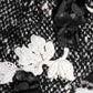 Black Wool White Floral Embellished Cloche Hat