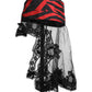 Black Red Stripes Lace Tulle Bucket Hat