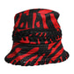 Black Red Stripe Polyester Wide Brim Bucket Hat