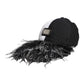 White Black Polka Dot Feathers Baseball Cap
