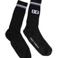Black Cotton Logo Mid Calf Men Socks