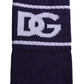 Purple Cotton DG Logo Print Open Toe Socks