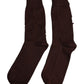 Brown Solid Cotton Stretch Mid Calf Socks
