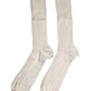 Beige Cotton Stretch Logo Mid Calf Socks