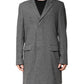 Gray Wool Single Breasted Trench Coat Jacket