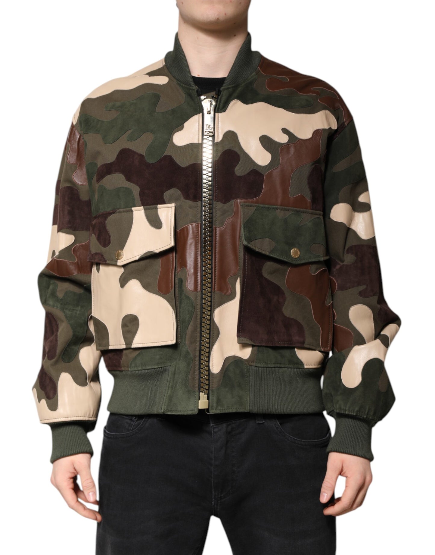 Multicolor Cotton Bomber Full Zip Jacket