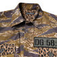 Brown Leopard Cotton Collared Coat Jacket