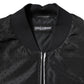 Black Long Sleeves Full Zip Bomber Jacket