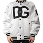 White DG Logo Polyester Jersey Bomber Jacket