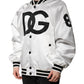 White DG Logo Polyester Jersey Bomber Jacket