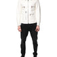White Collared Full Zip Biker Coat Jacket
