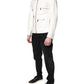 White Collared Full Zip Biker Coat Jacket