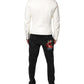 White Collared Full Zip Biker Coat Jacket