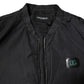 Black Nylon Logo Full Zip Bomber Jacket