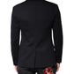 Black Wool Single Breasted Coat Suit Blazer