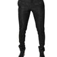 Black Floral Jacquard Mid Waist Dress Pants