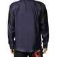 Dark Blue Silk Double Breasted Shirt