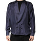 Dark Blue Silk Double Breasted Shirt