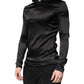 Black Silk Turtleneck Men Pullover Sweater