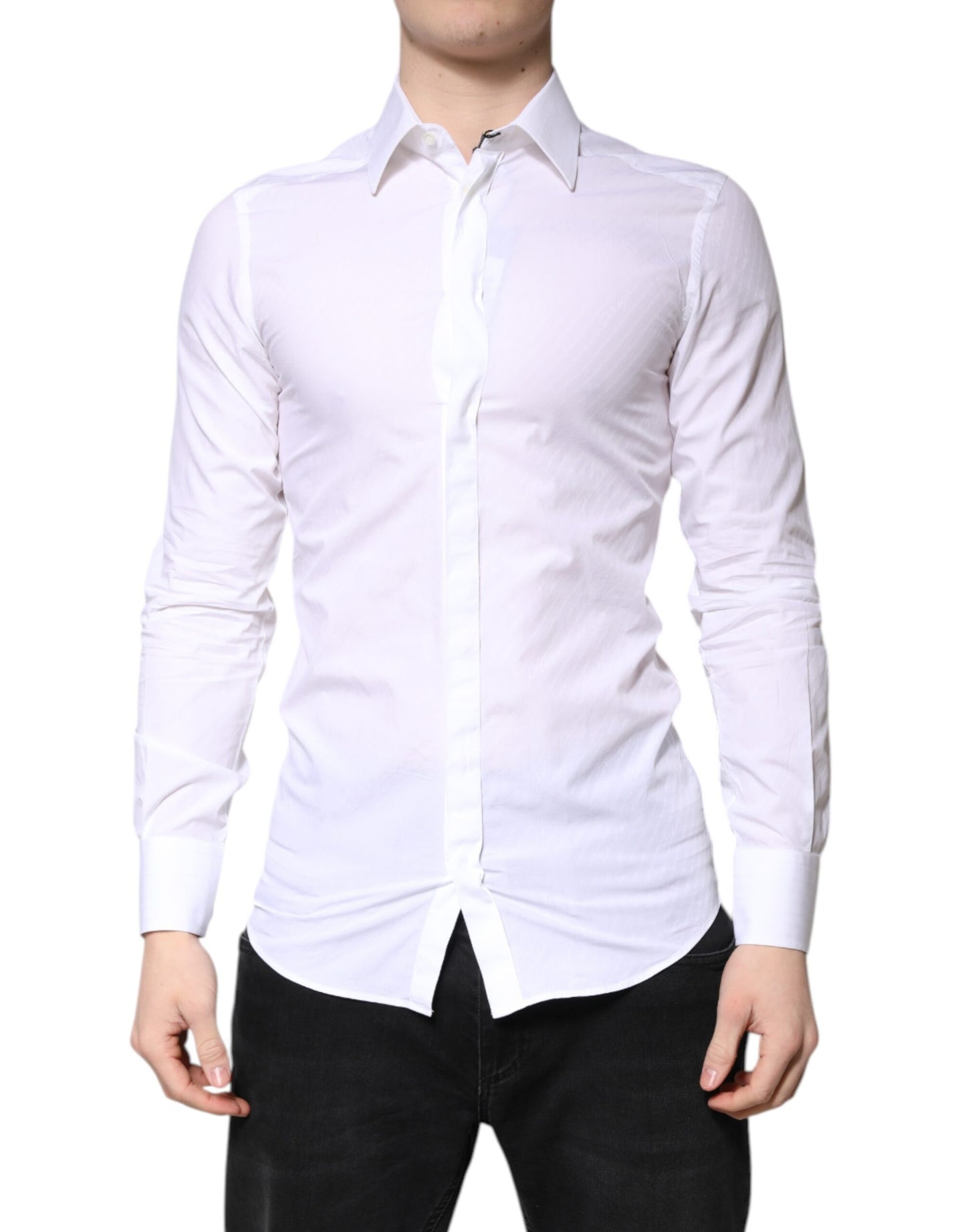 White Cotton GOLD Dress Formal Collared Shirt
