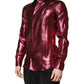 Metallic Red Cotton GOLD Dress Formal Shirt